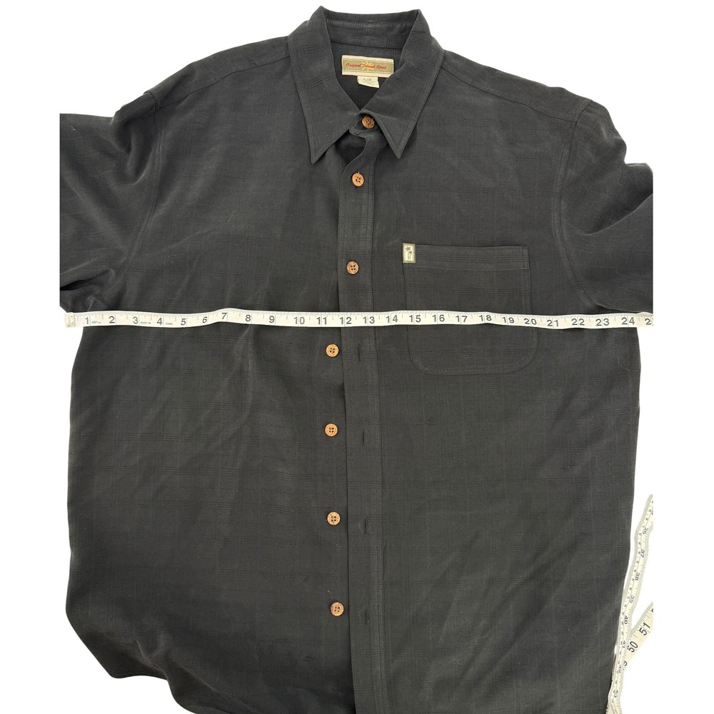 Original Island Sport‎ Vintage Mens 100% Silk  Black Checkered Button Down Shirt - Picture 4 of 6